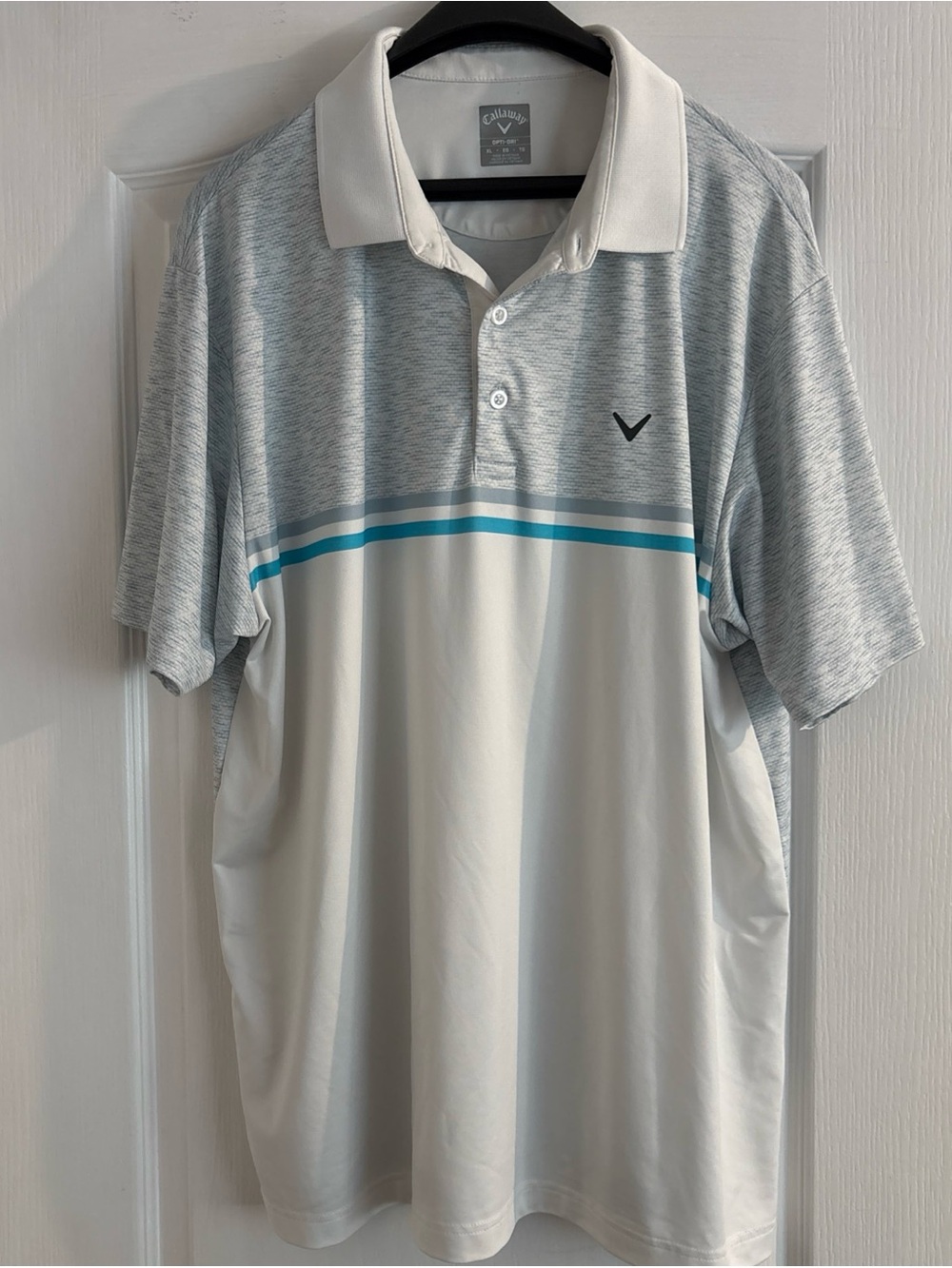 Callaway White, Light Gray & Teal-Accent Men's Golf Polo